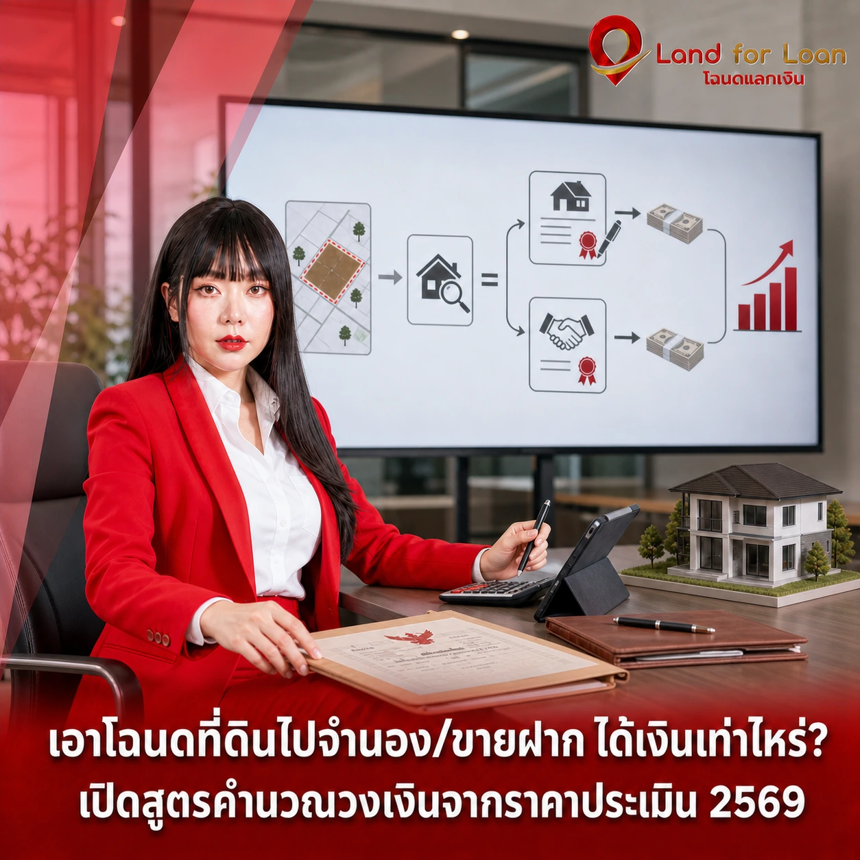 จำนองที่ดินได้วงเงินเท่าไหร่ เปิดสูตรคำนวณวงเงินจากราคาประเมิน 2569