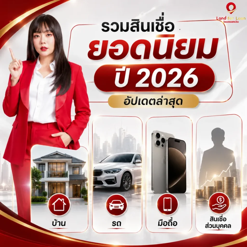 รวมสินเชื่อยอดนิยม ปี 2026 บ้าน รถ มือถือ จำนองขายฝาก และสินเชื่อส่วนบุคคล อัปเดตล่าสุด
