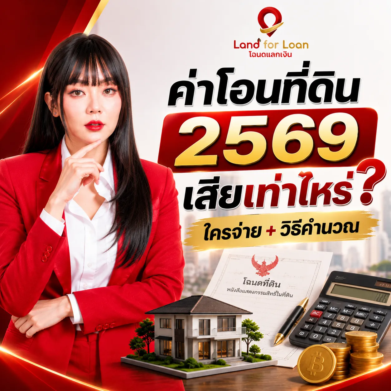 ค่าโอนที่ดิน 2569 เสียเท่าไหร่ ใครจ่าย + วิธีคำนวณ