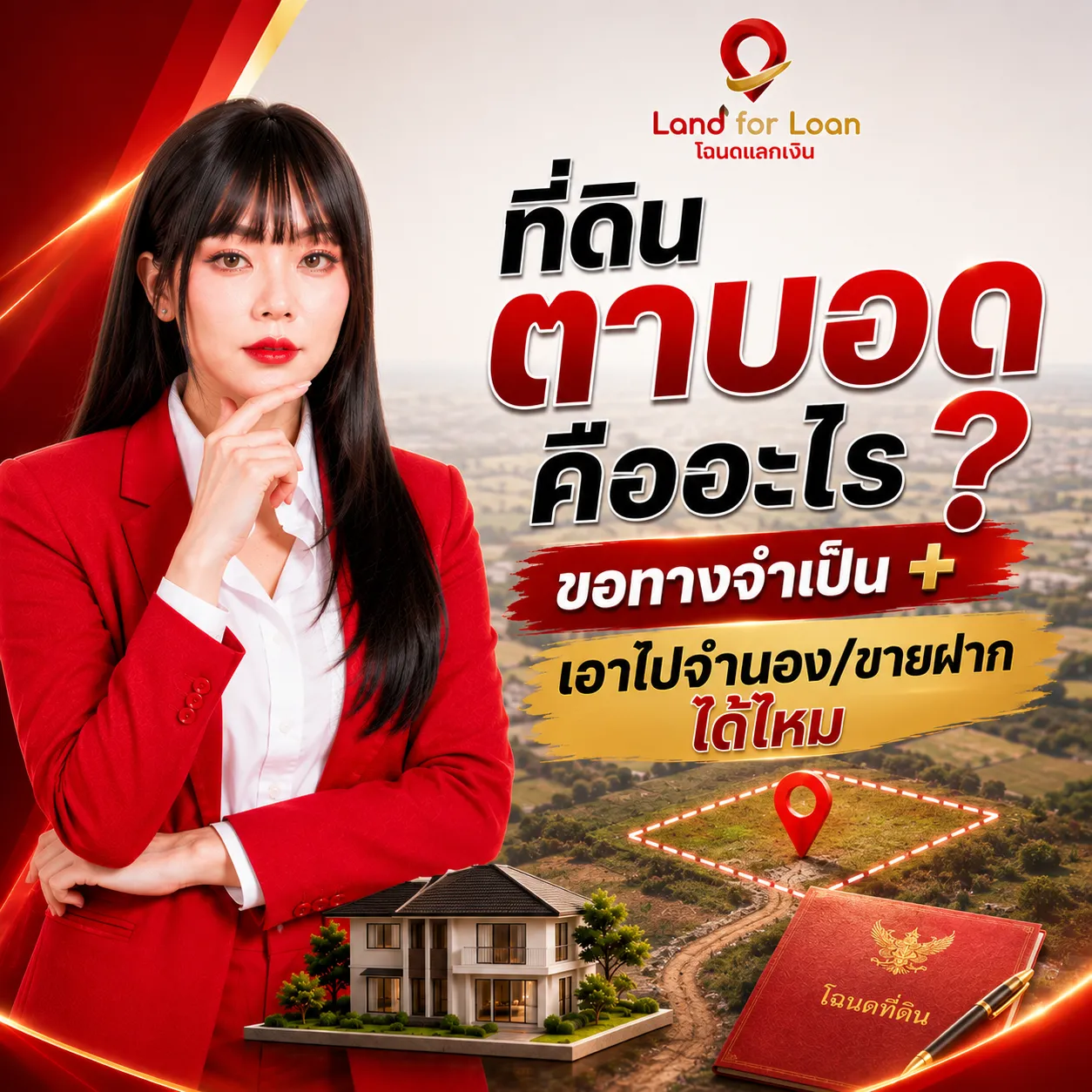 ที่ดินตาบอดคืออะไร ขอทางจำเป็น + เอาไปจำนองขายฝากได้ไหม