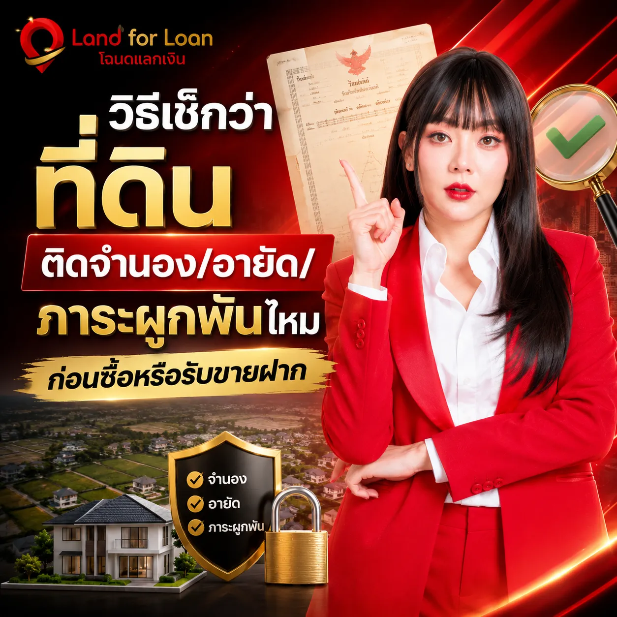 วิธีเช็กที่ดินติดจำนองอายัดภาระผูกพันไหม ก่อนซื้อหรือรับขายฝาก