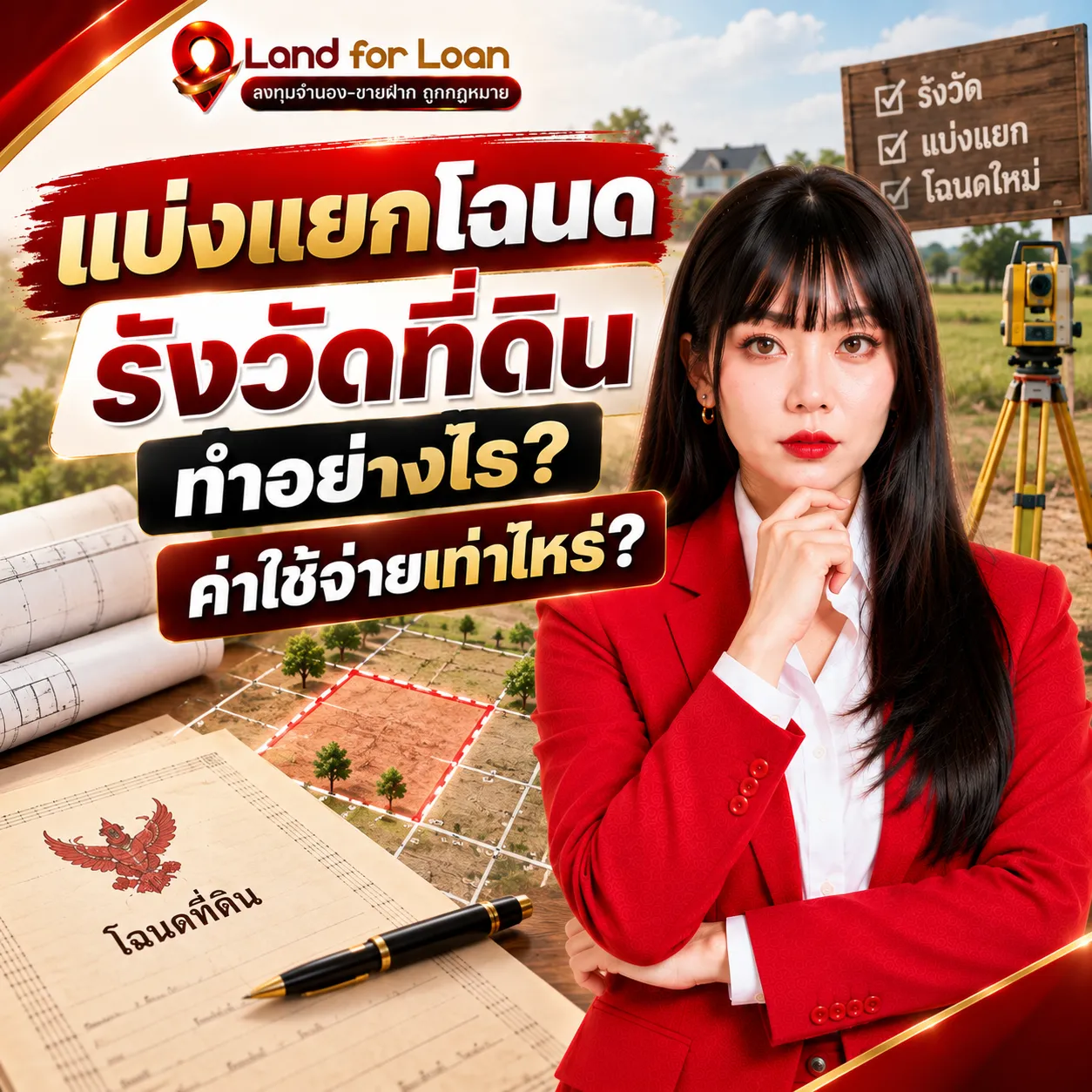 แบ่งแยกโฉนดที่ดิน รังวัดที่ดิน ทำอย่างไร ค่าใช้จ่ายเท่าไหร่